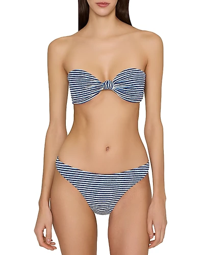 Milly Margot Textured Stripe Bikini Bottom