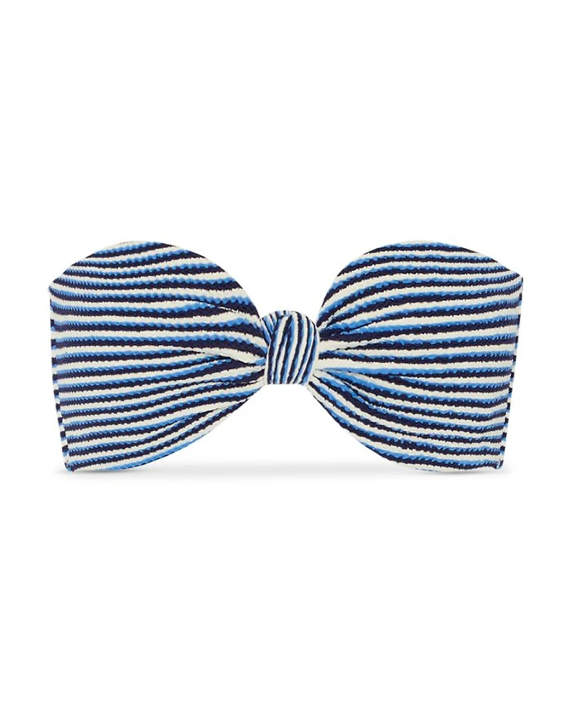 Textured Striped Bandeau Bikini Top