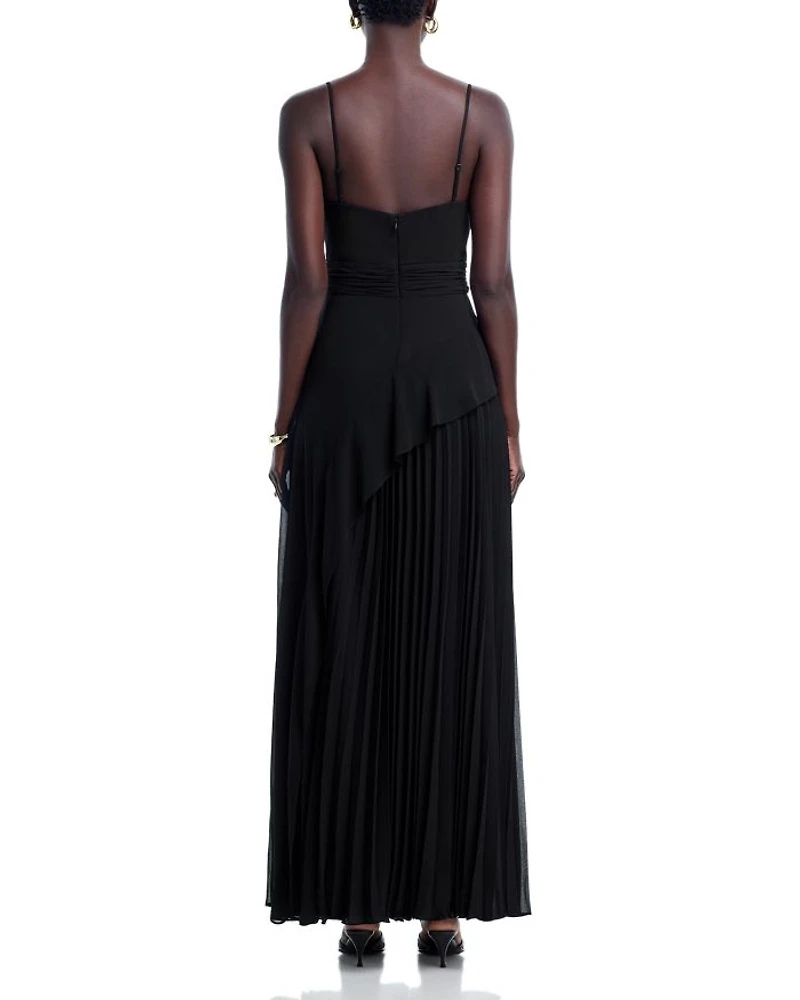 Long Chiffon Pleated Dress - Exclusive