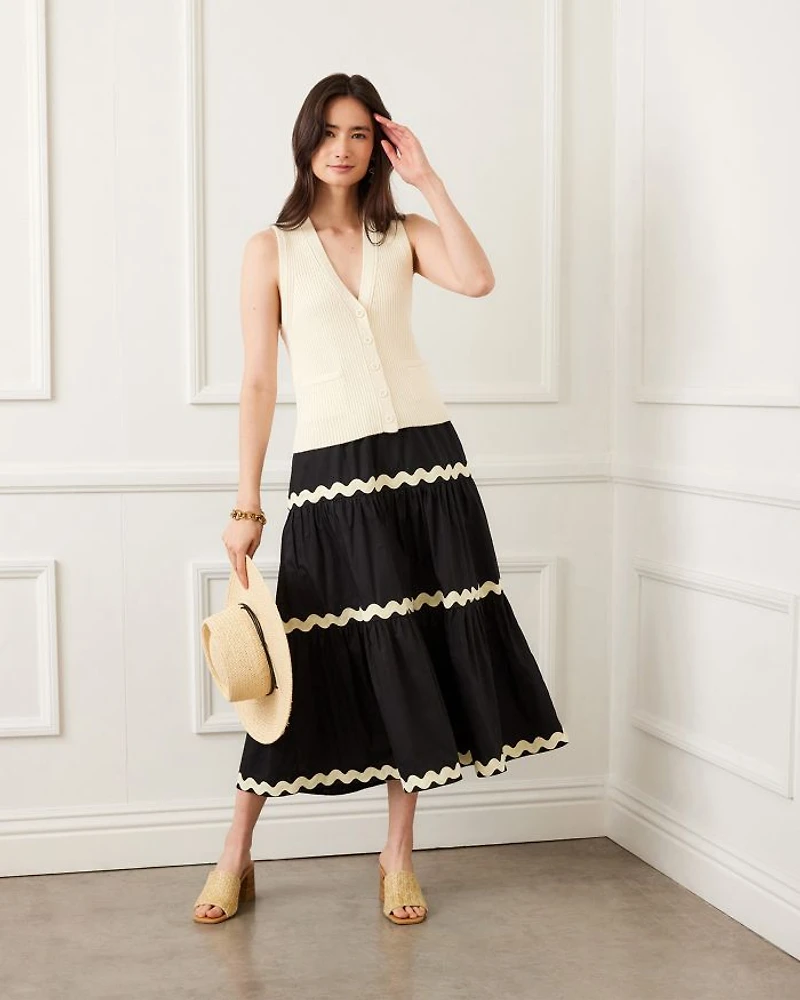 Ribbed Button Sweater Vest