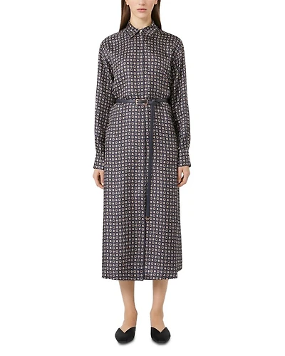 Mister Navy Silk Shirt Dress