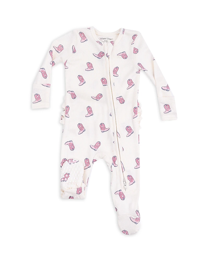 Angel Dear Girls' Petite Cowgirl Boots Zipper Ruffle Back Footie - Baby