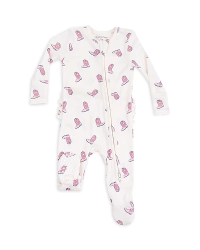 Angel Dear Girls' Petite Cowgirl Boots Zipper Ruffle Back Footie - Baby