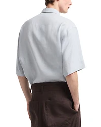 Regular Fit Short Sleeve Zip Linen Shirt