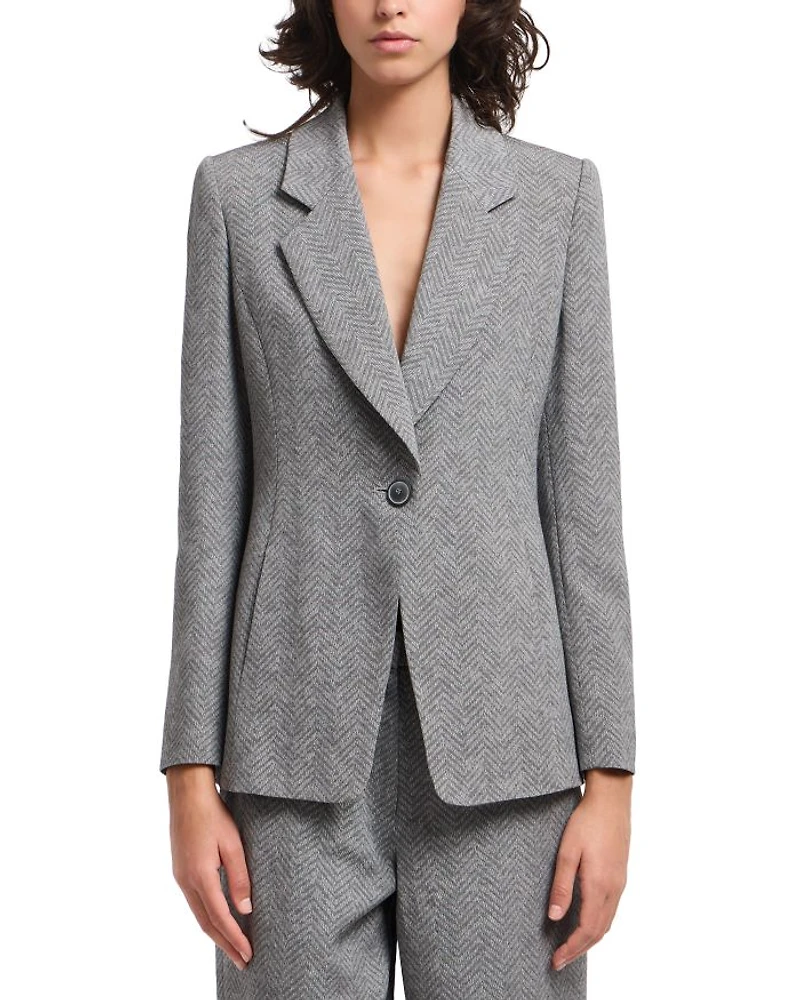 Viscose and Wool Blend Chevron Blazer