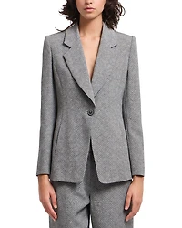 Viscose and Wool Blend Chevron Blazer