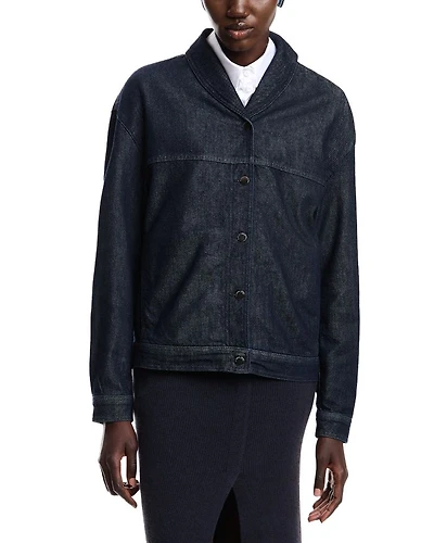 Dark Denim Jacket with Rolled Collar
