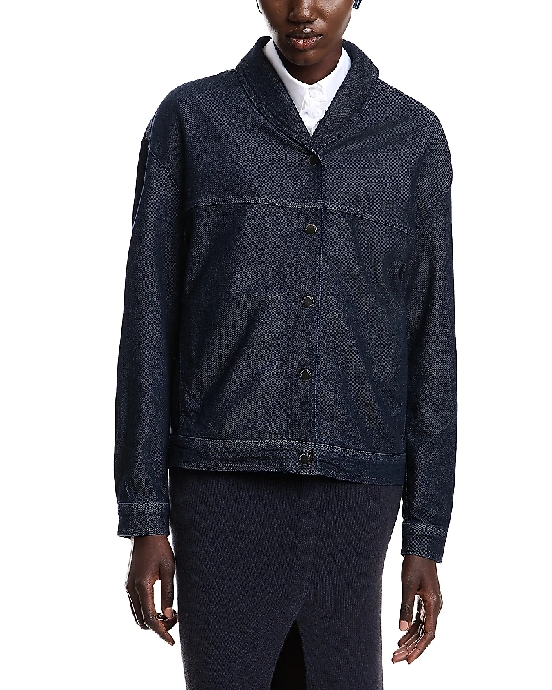 Emporio Armani Dark Denim Jacket with Rolled Collar