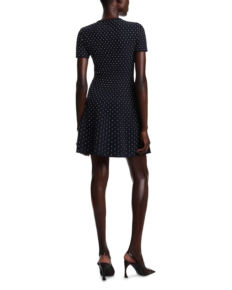 Striped and Polka Dot Jacquard Motif Dress