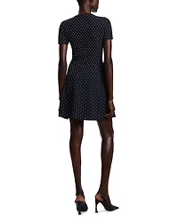 Striped and Polka Dot Jacquard Motif Dress