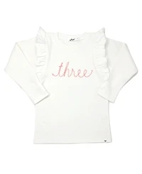 oh baby! Girls' Millie three Pink Sparkle Embroidered Tee - Little Kid