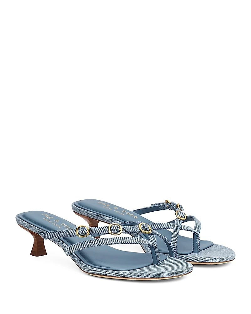 rag & bone Women's Sammie Buckle Kitten Heel Sandals