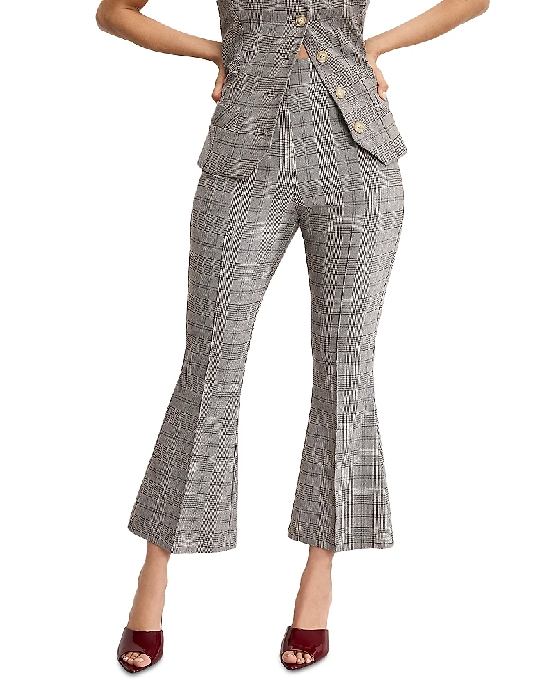 Good American Plaid Pull On Kick Flare Pants