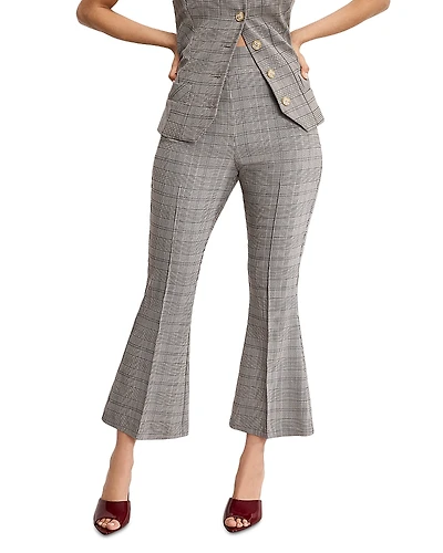 Good American Plaid Pull On Kick Flare Pants