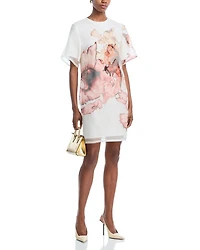Multi Print Silk Organza Shift Dress