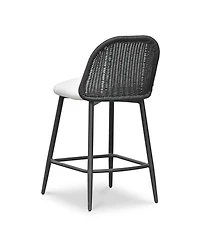Alexa Rattan Performance Fabric Outdoor Counter Stool