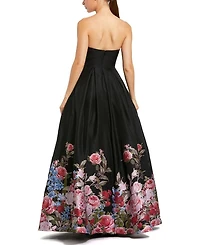 Strapless Floral Brocade Ballgown