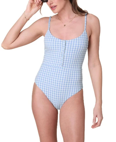 Women's Snap Scoop Neck Front One Piece