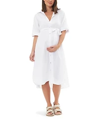 Ripe Maternity Molly Linen Shirt Dress