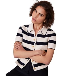 Women's Stripe Collar Knit Cardigan Top