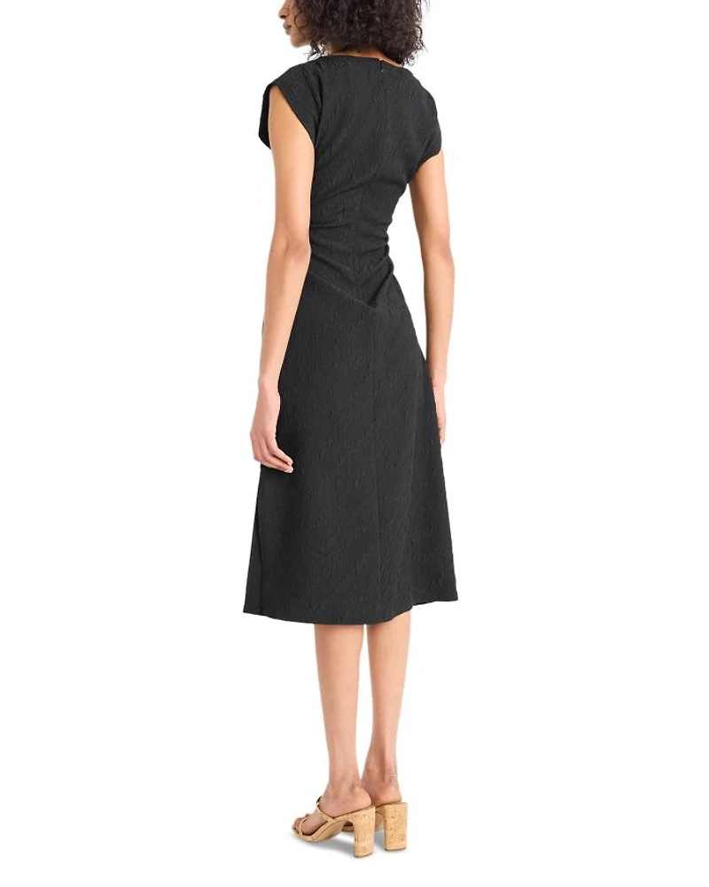 Textured Cap Sleeve Midi Dress
