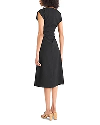 Textured Cap Sleeve Midi Dress