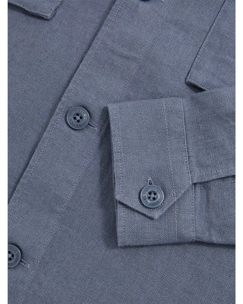 Regular Fit Twin Pocket Linen Shirt Jacket