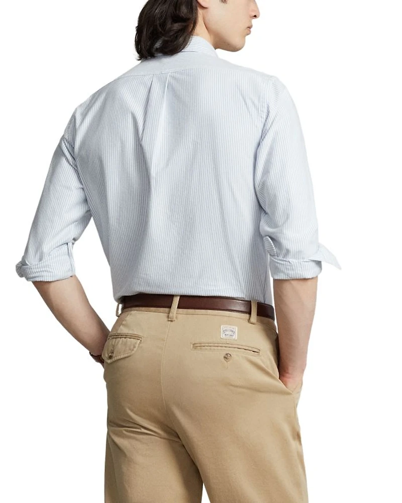 Classic Fit Long Sleeve Striped Cotton Oxford Button Down Shirt