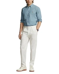 Classic Fit Long Sleeve Chambray Cotton Button Down Shirt
