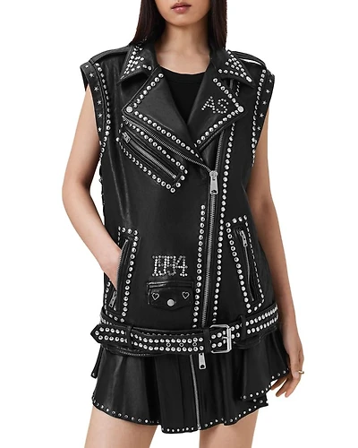 Billie Embellished Leather Vest