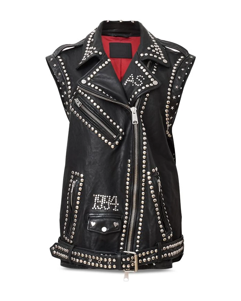 Billie Embellished Leather Vest