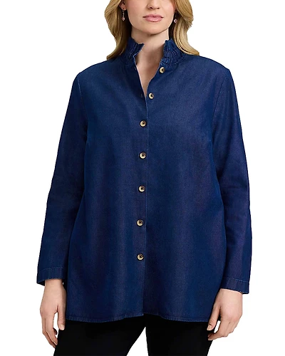 Foxcroft Plus Carolina Long Sleeve Denim Shirt