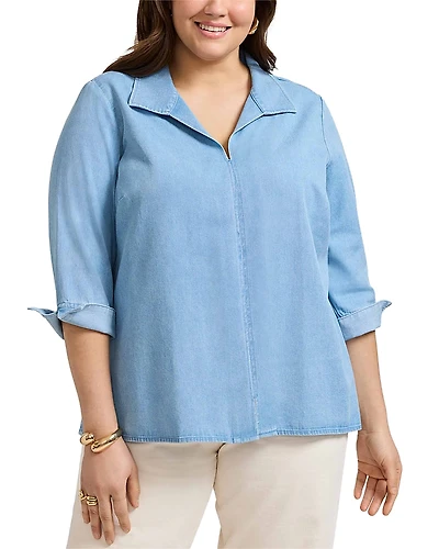 Foxcroft Plus Agnes Denim Shirt