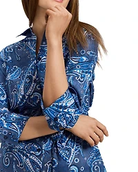 Paisley Button Front 3/4 Sleeve Dress