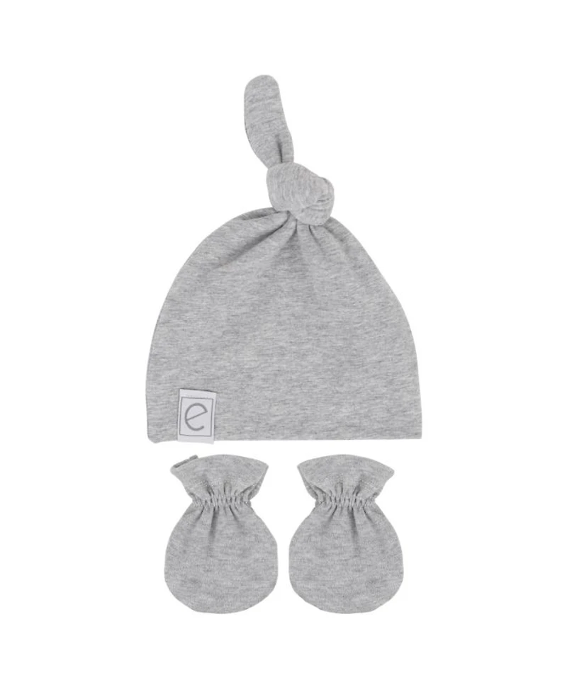 Unisex Knotted Wearable Blanket & Knot Hat Set with Matching Mittens - Baby