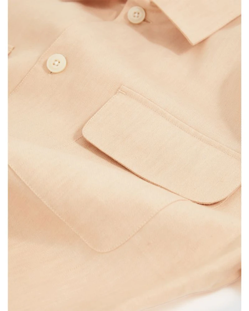Regular Fit Twin Chest Pocket Linen Shirt