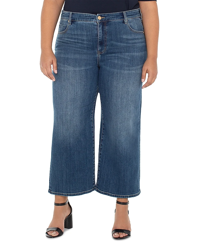 Liverpool Los Angeles Plus Stride High Rise Cropped Wide Leg Jeans