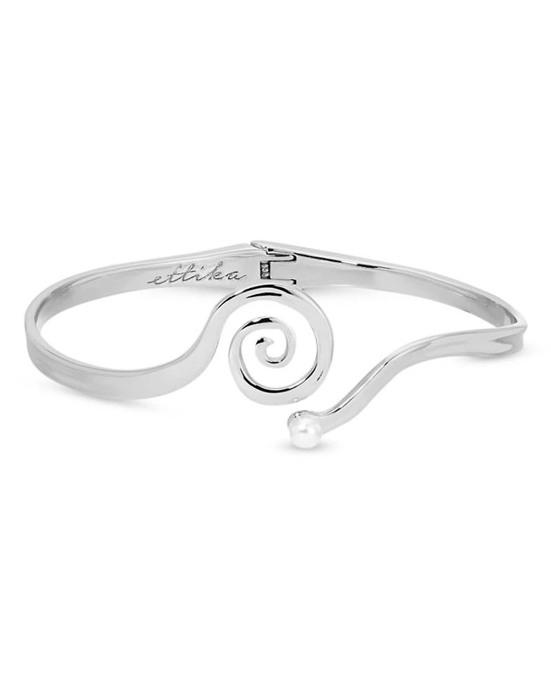 Mini Aura Swirl Imitation Pearl Cuff Bracelet