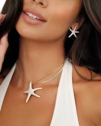 Pavé Starfish Pendant Necklace, 12"-17"
