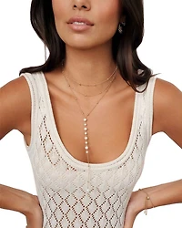 Coastal Cultured Freshwater Pearl Layered Lariat Necklace, 12.5"-17.5"