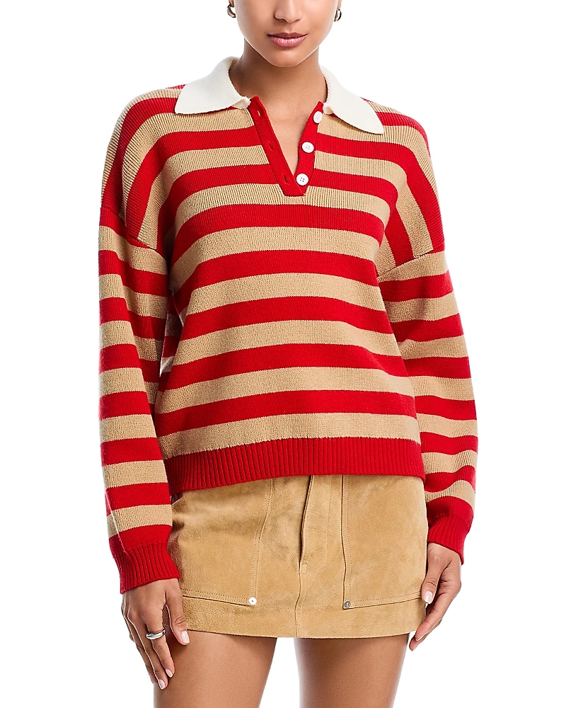 Wayf Cindy Striped Johnny Collar Sweater