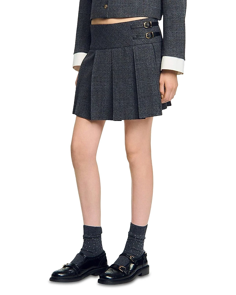 Sandro Mini Rhinestone Suit Skirt