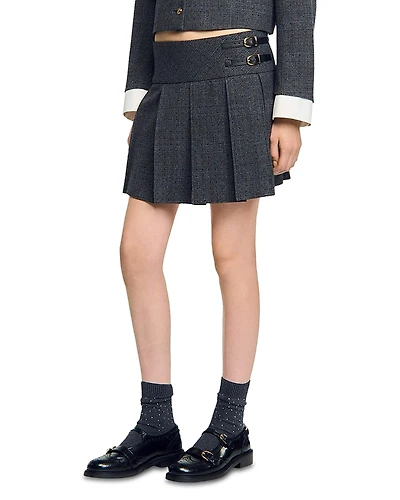 Sandro Mini Rhinestone Suit Skirt