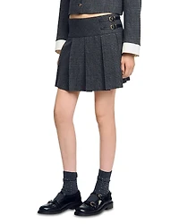 Sandro Mini Rhinestone Suit Skirt