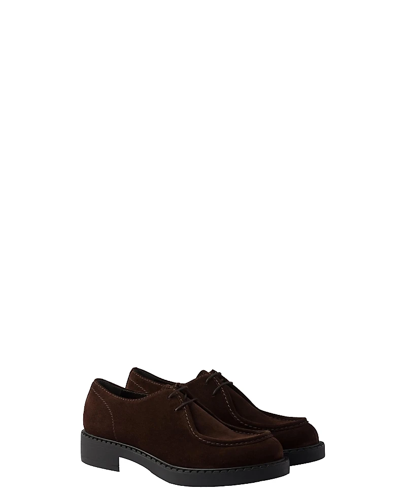 Prada Men's Chocolate Suede Lace Up Shoes