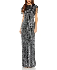 Mac Duggal Embellished Fringe Gown