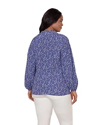 Ditsy Shirred Raglan Sleeve Blouse