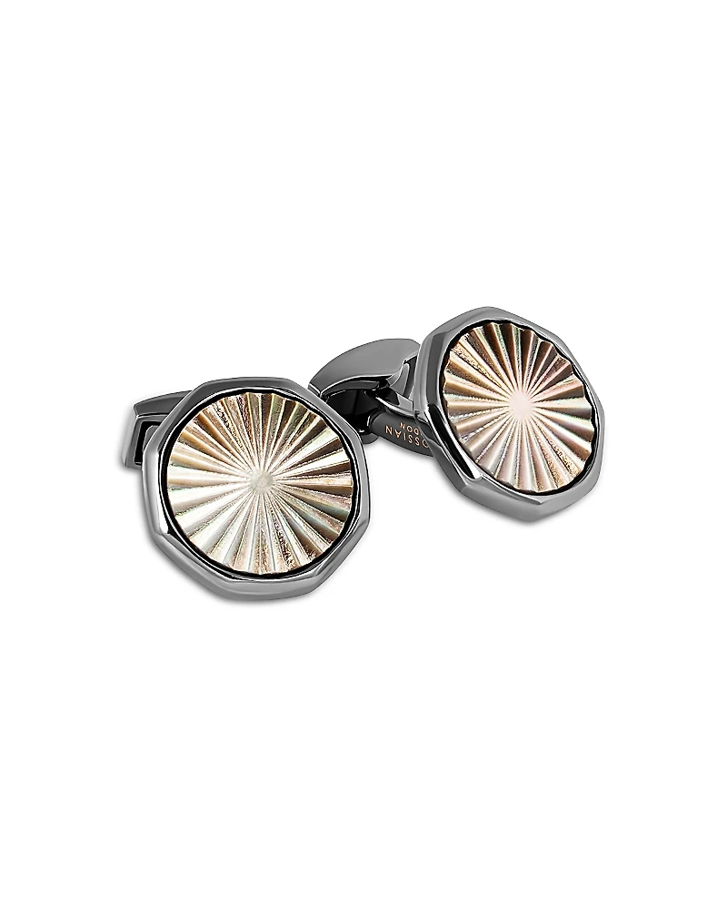 Tateossian Sunbursts Gunmetal Plated & Mother of Pearl Cufflinks