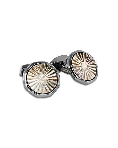 Tateossian Sunbursts Gunmetal Plated & Mother of Pearl Cufflinks