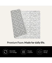 Reversible Baby PlayMat - Dash + Diamond Design - Soft, Non-Toxic Foam - Waterproof, Easy to Clean